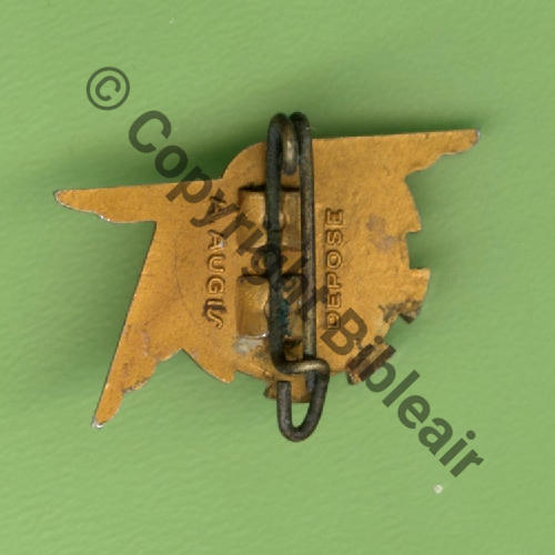 JEUNESSE ET MONTAGNE APPRENTIS DE L.AIR 1942 Alu peint  A.AUGIS Dep 2Griffes Dos lisse irreg 25x15mm Src.Y.GENTY 43Eur09.21